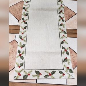 Holly Table Runner Christmas Winter